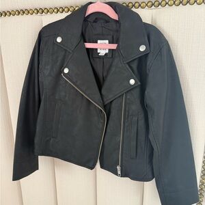 GAP Black Leather Kids Biker Jacket